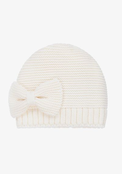 Ivory Knit Bow Hat from Catya