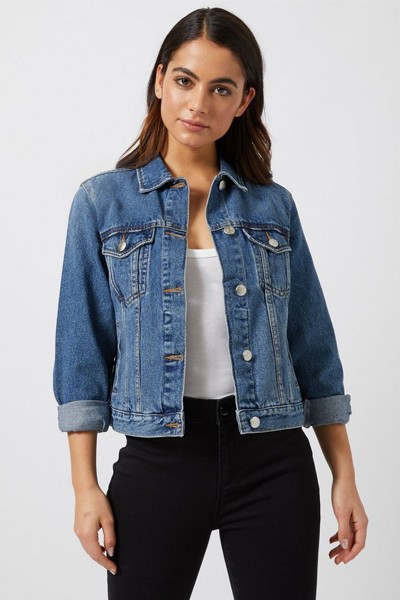 Petite Blue Mid Wash Denim Jacket