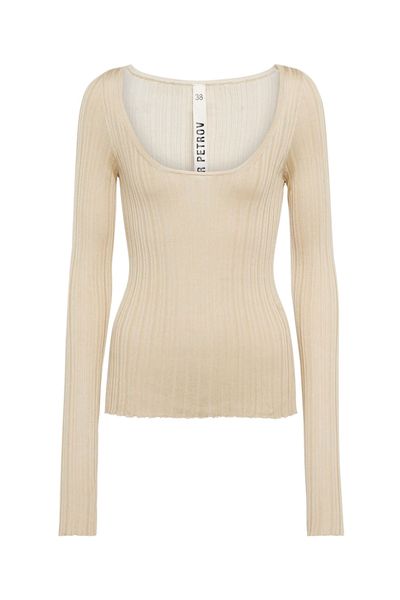 Teva Ribbed Knit Silk Top from Petar Petrov