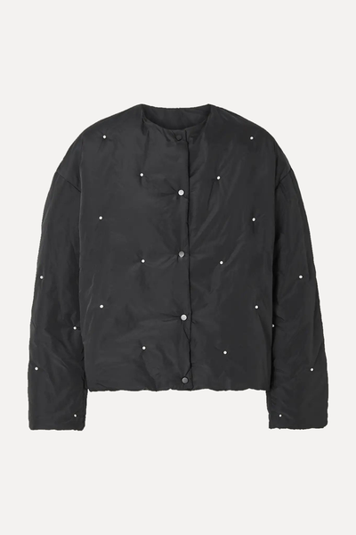 Pearl-Embellished Padded Recycled-Shell Jacket from Sleeper + NET SUSTAIN