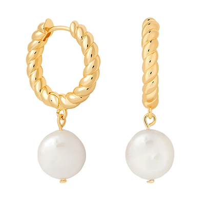 Rope and Pearl Pendant Hoops from Astrid & Miyu