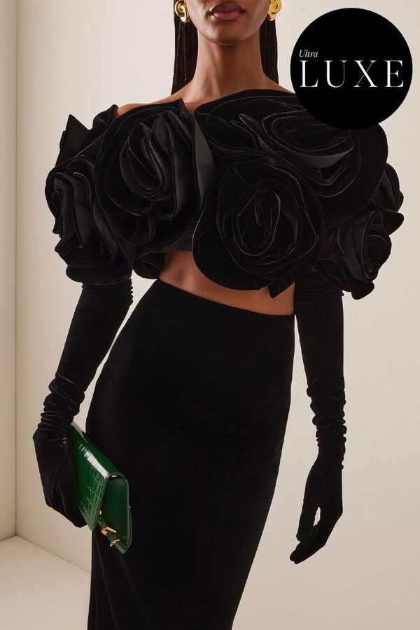 Flower-Detailed Velvet Top from Carolina Herrera