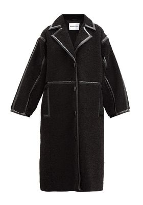 June Patent-Bound Faux-Shearling Teddy Coat from Stand Studio