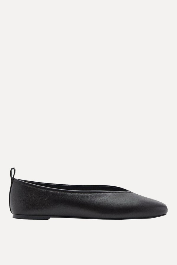 Pulsa Leather Ballerina Pumps from Mango