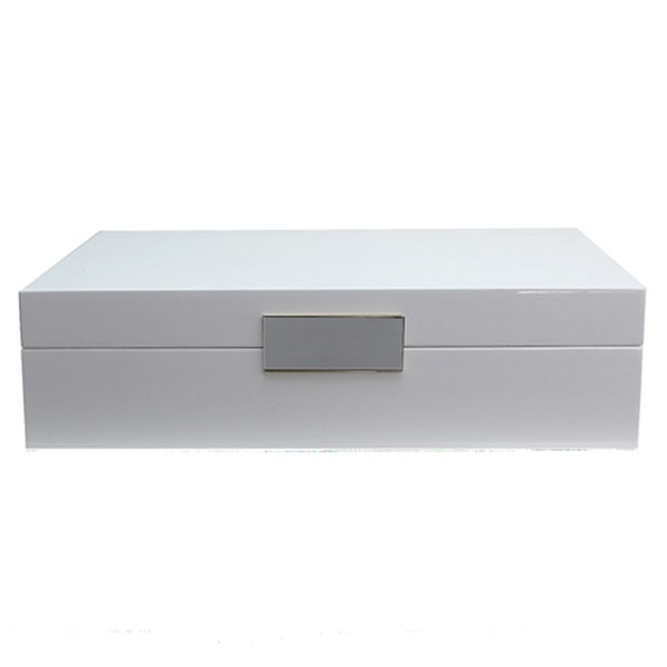 Large White Lacquer Box With Silver