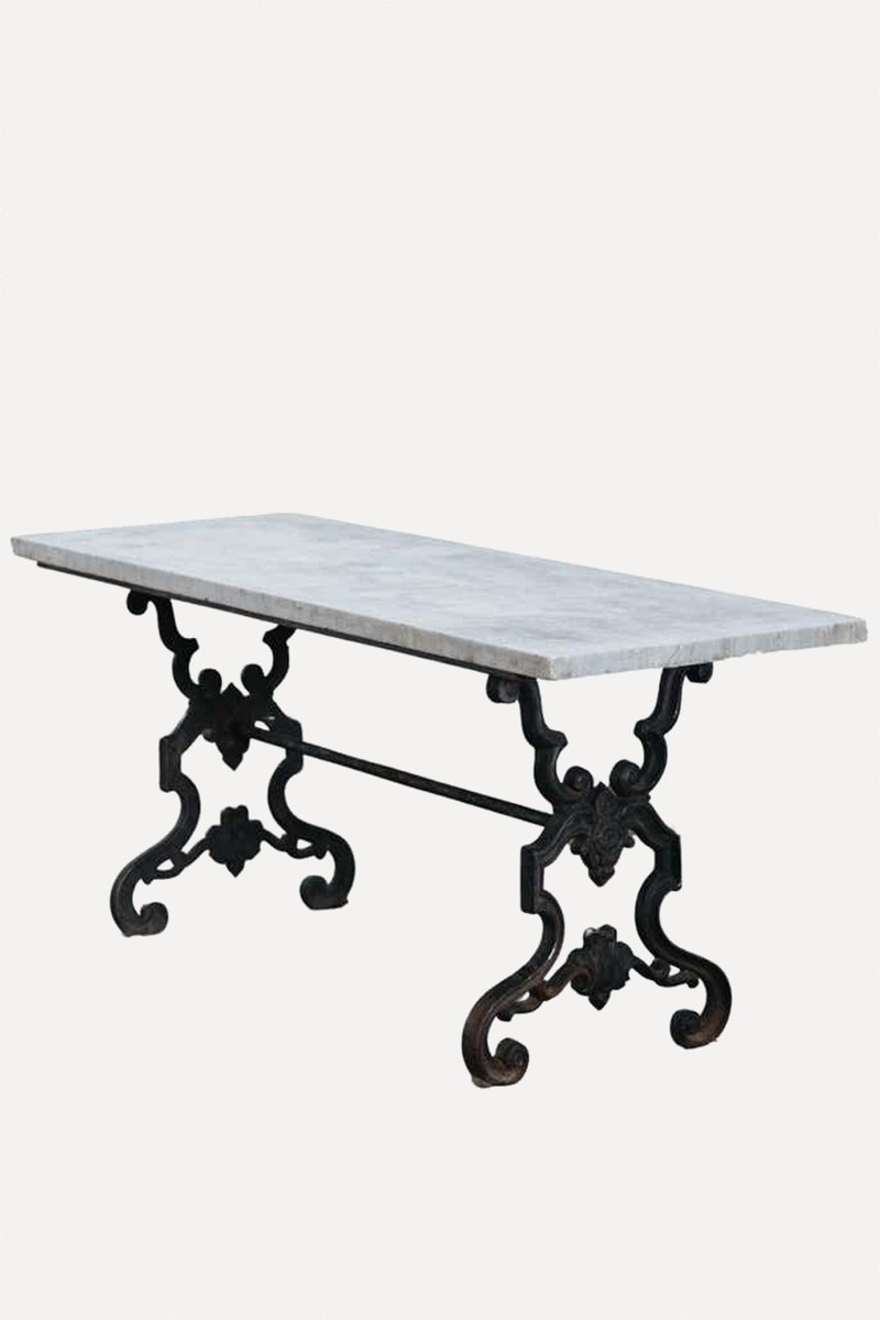 Cast Iron Marble Console Table from 1st Dibs