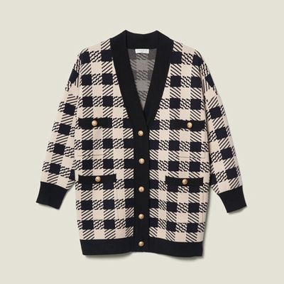 Loose-Fitting Checked Cardi Coat from Sandro