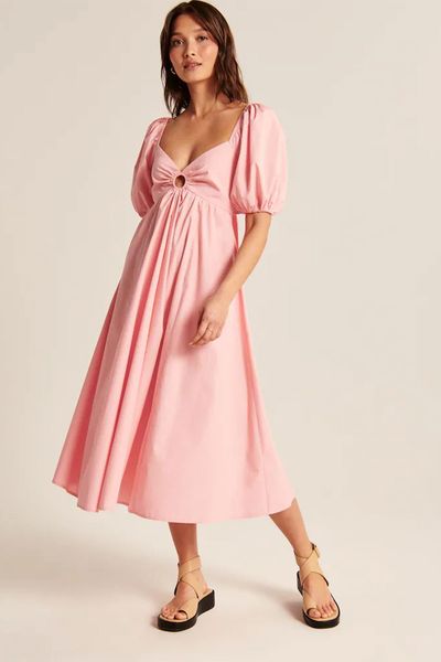 O-Ring Puff Sleeve Midi Dress, £80
