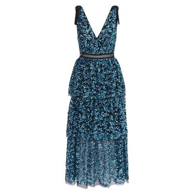Tiered Sequin Midi Dress from Self-Portrait