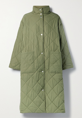 Sage Quilted Recycled Shell Coat from Stand Studio