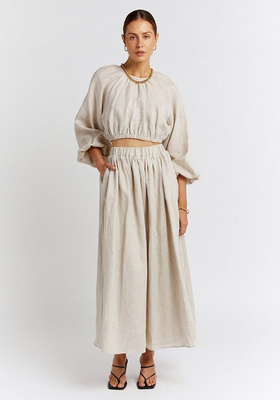 Natural Linen Midi Skirt  from Dissh