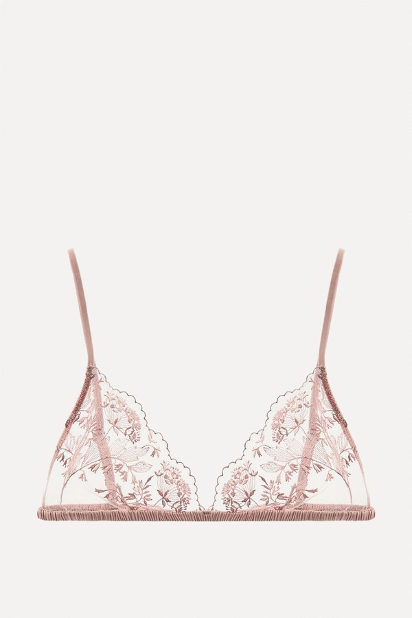 Floral Embroidered Tulle Bralette from Zara