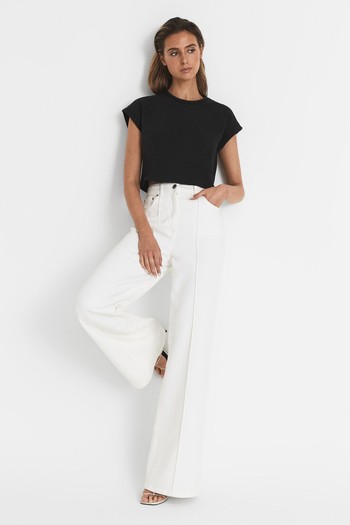 Terry Cotton Crew Neck Crop Top