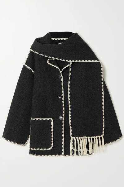 Draped Fringed Wool-Blend Jacket from Totême