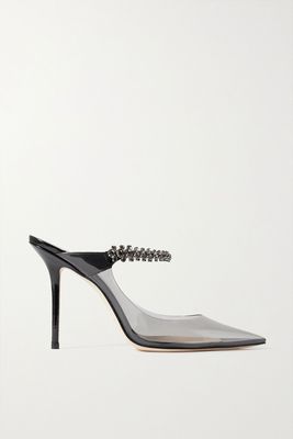 Bing 100 Crystal-Embellished PVC And Patent-Leather Mules from Jimmy Choo