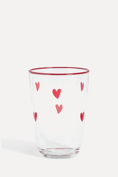 Heart Pattern Glass Tumbler