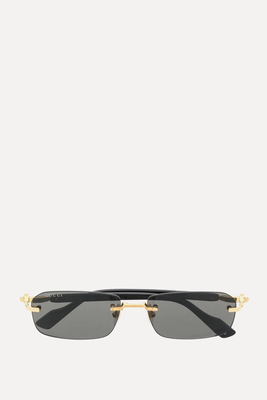 Rimless Rectangle-Frame Sunglasses from Gucci Eyewear