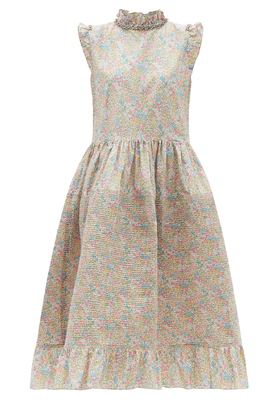 Cindy Pintucked Floral-Print Cotton Dress from Horror Vacui