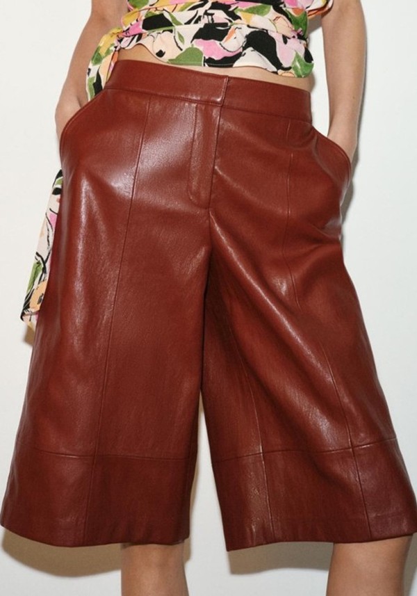 Leather Effect Long Bermuda Shorts Set 