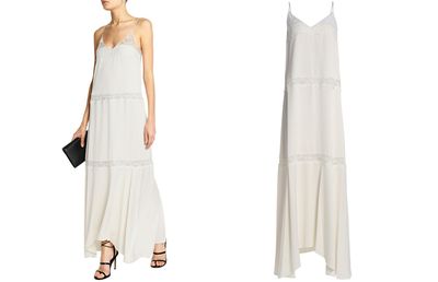 Lace Trimmed Draped Crepe Maxi Dress from Theory