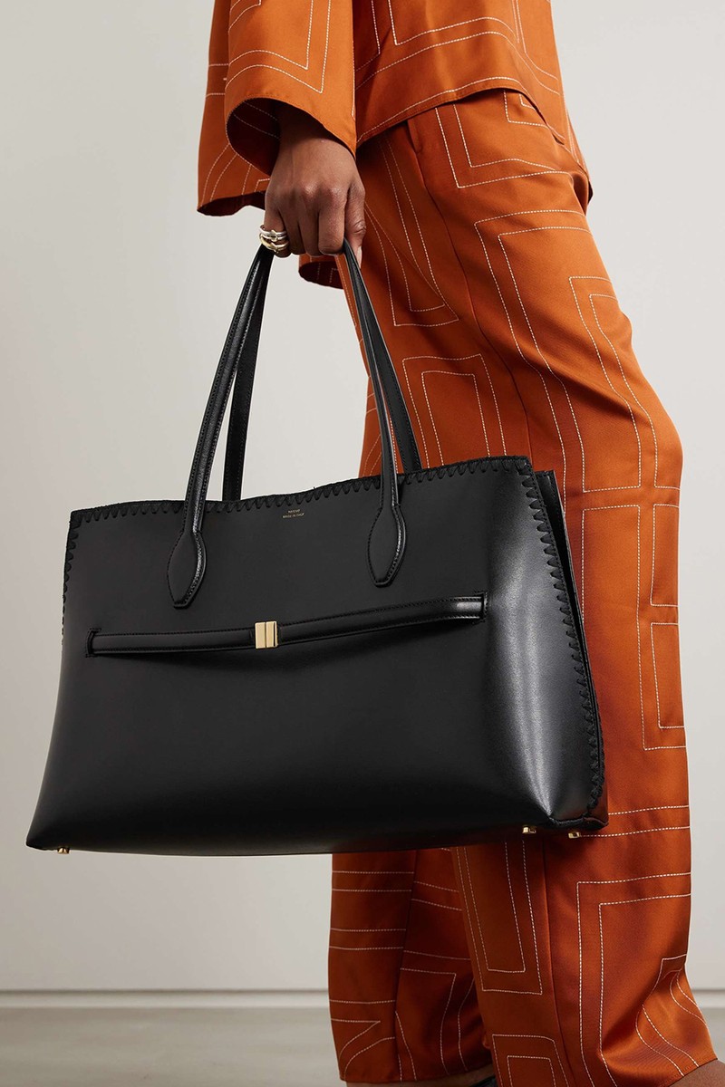 Belted Whipstitched Leather Tote from Toteme