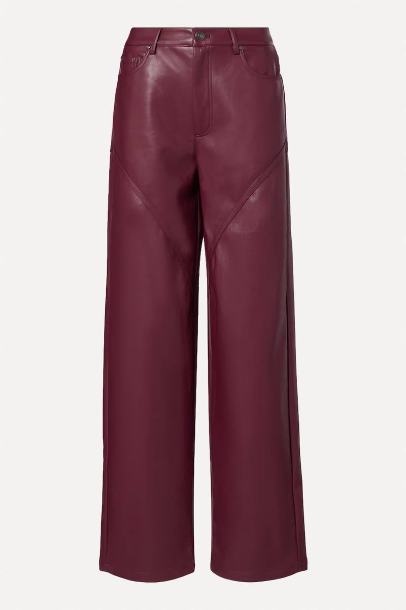 Mid-Rise Faux Leather Wide-Leg Pants from Rotate
