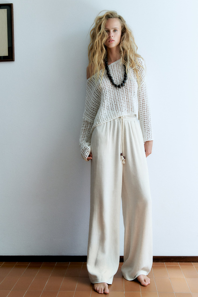 Wide-Leg Trousers With Elastic Waistband