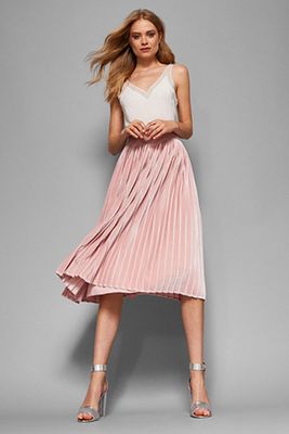 Andalyn Pleated Velvet Midi Skirt