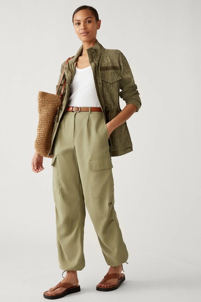 Modal Rich Cargo Wide Leg Trousers