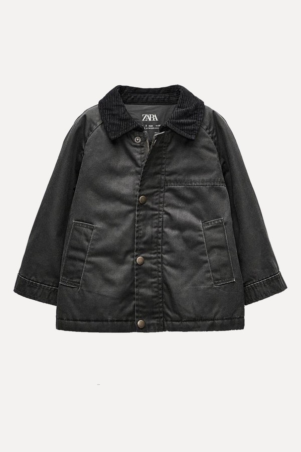 Waxed Jacket With Corduroy Collar from Zara