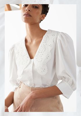 Embroidered Collar Puff Sleeve Shirt from & Other Stories