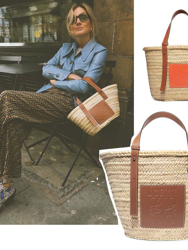 Style File  Mini Trend: Loewe's Leather-Trimmed Woven Raffia Tote