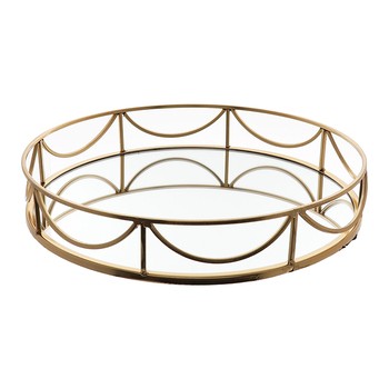 Gold Circular Mirror Tray