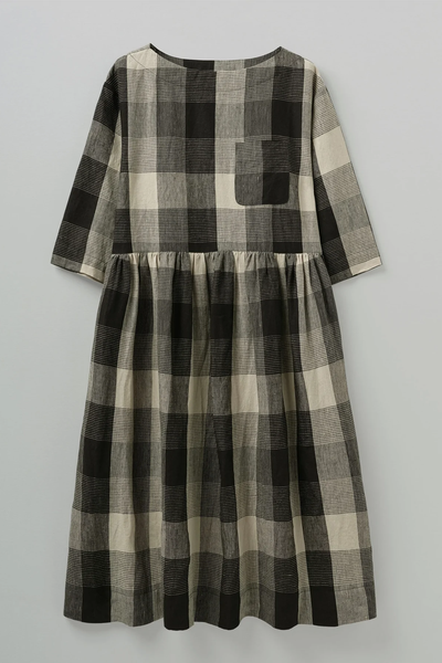 Oversized Landscape Check Linen Dress from Toast