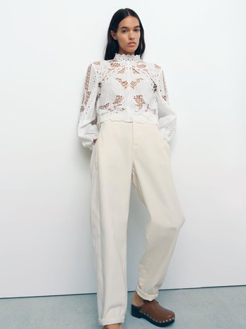 Blouse With Cutwork Embroidery from Zara