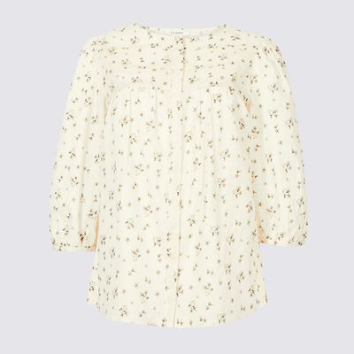 Pure Cotton Printed 34 Sleeve Blouse 