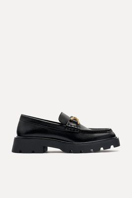 Leather Loafers With Track Sole from Zara