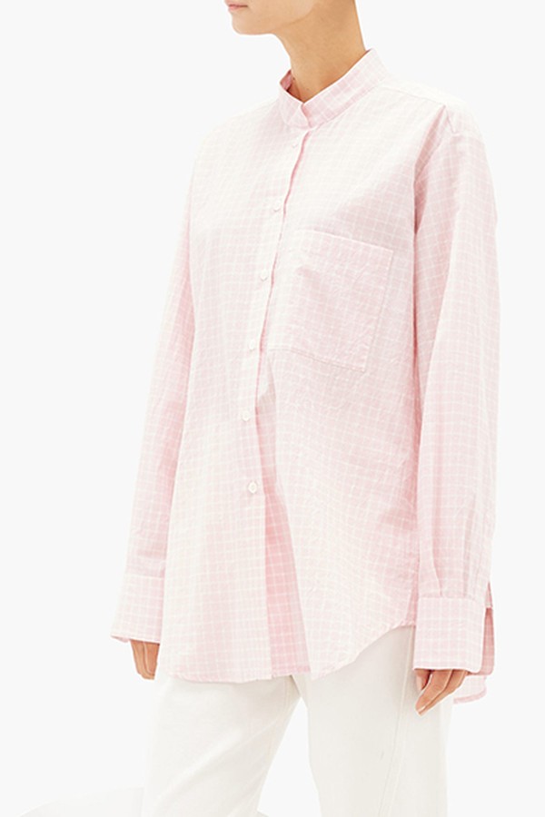 Graph-Checked Tumbled Cotton-Poplin Shirt from Sara Lanzi