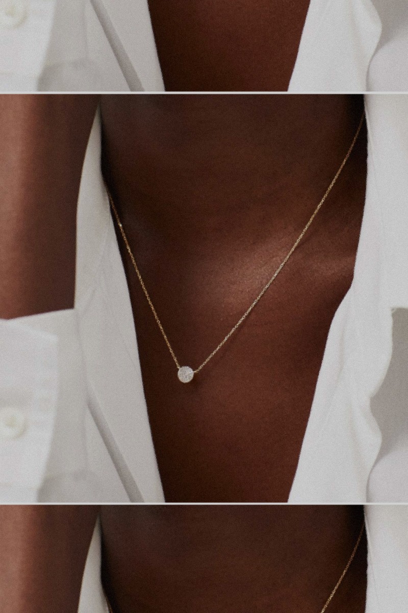 Large Pave Diamond Round Necklace