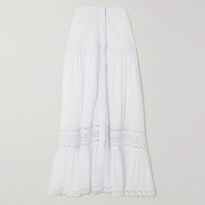 Ann Guipure Lace-Trimmed Voile Skirt from Charo Ruiz