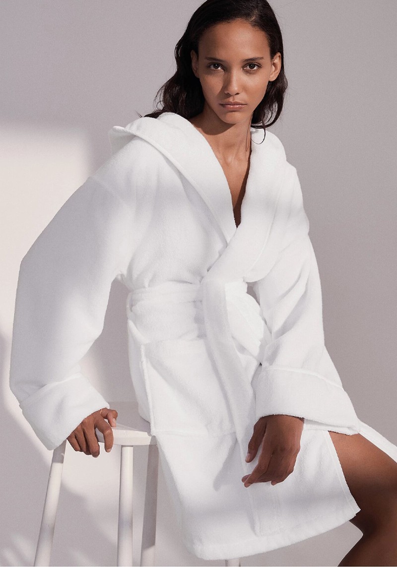 Unisex Hydrocotton Short Hooded Robe from The White Company