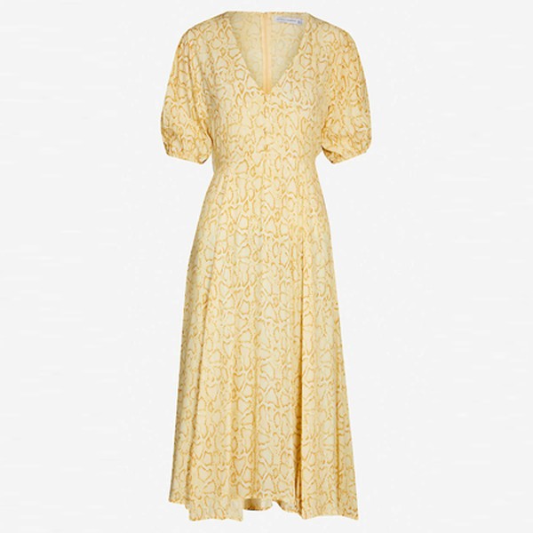 Delia Snake-Print Rayon Midi Dress from Faithfull The Brand