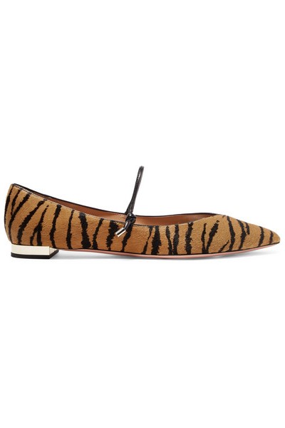 Tiger-Print Calf Hair Point-Toe Flats from Aquazzura