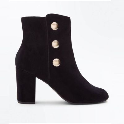 Wide Fit Black Suedette Button Side Heeled Boots from New Look