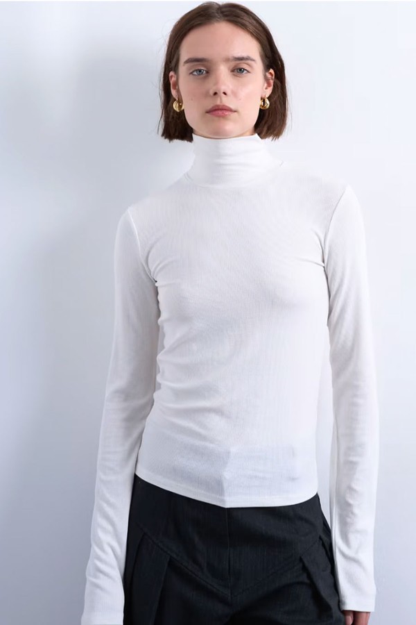 Premium Rib Funnel Neck Top from TOpshop