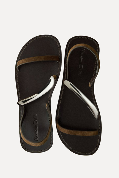 Flat Sandals With Metallic Embellishment from Massimo Dutti