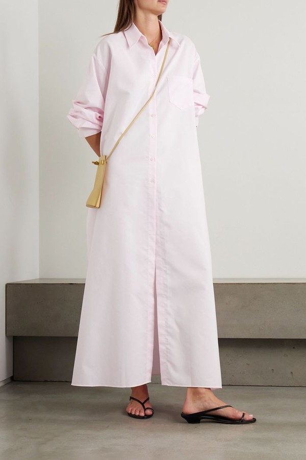 Avery Oversized Cotton-Blend Maxi Shirt Dress