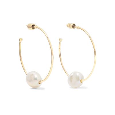 9-Karat Gold Pearl Hoop Earrings from Meadowlark