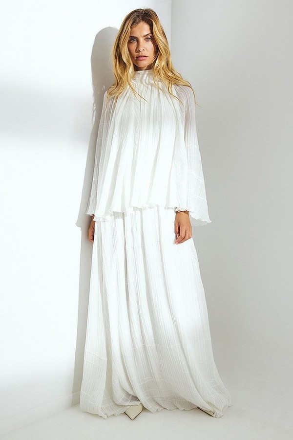 Pleated Flowy Maxi Dress