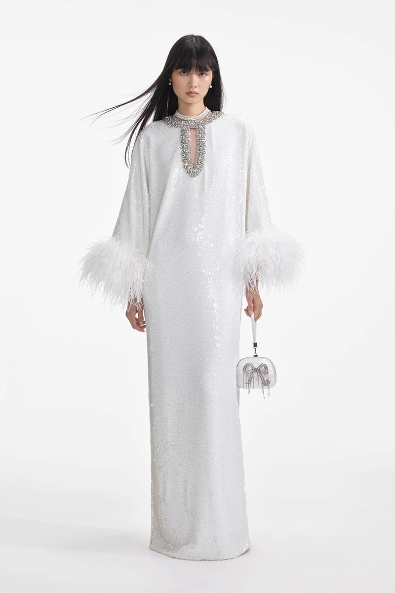 Sequin Feather Maxi Dress from Self-Portrait